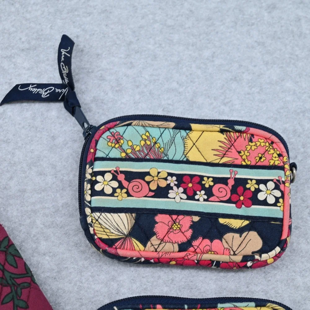 Vera Bradley 3pc Lot Eyeglass Case Happy Snails Coin Purse Bordeaux Blooms Zip - Picture 5 of 8